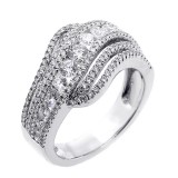 1.23 Cts round cut diamond cocktail ring set in 18K white gold