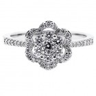 Round Brilliant Cut Diamonds Flower shaped Fancy Ring total of 0.62 cts set in 18k White gold 