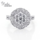 1.53 Cts Round Cut Diamond Fancy Ring set in18K White Gold