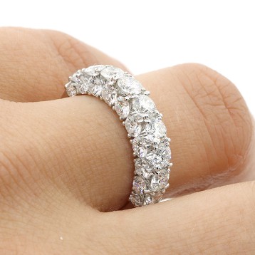 3.43 Cts Round Cut Diamond Wedding Band set in 18K white gold