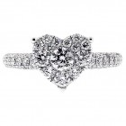 Round Cut Diamonds Heart shaped Fancy Ring total of 1.35 cts set in 18K White Gold
