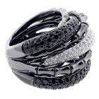 2.96 Cts Black and White Diamond Cocktail Ring set in 18K white gold