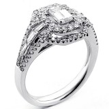 Engagement Ring Emerald Cut Diamond Set in 18K White Gold