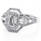 Engagement Ring Emerald Cut Diamond Set in 18K White Gold