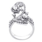 2.27 CTS UNIQUE DESIGN BIG DIAMOND COCKTAIL RING SET IN 18K WHITE GOLD