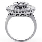 2.87 Cts Round and Baguette  Diamond Cocktail Ring set in 18K White Gold