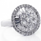 2.87 Cts Round and Baguette  Diamond Cocktail Ring set in 18K White Gold