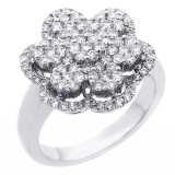 1.13 Cts Round Cut Floral Design Cocktail Ring set in 18k white gold