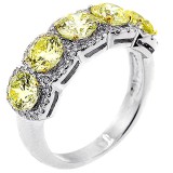 Five Stone Ring with Round Brilliant Cut Fancy Yellow 5.80 Ctw Diamonds set in 18k white gold 