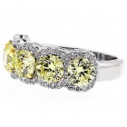 Five Stone Ring with Round Brilliant Cut Fancy Yellow 5.80 Ctw Diamonds set in 18k white gold 