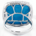 15.48 Ctw Cushion Cut  Turquoise Gem Stone Halo Ring Set in 18K White Gold