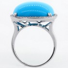 15.48 Ctw Cushion Cut  Turquoise Gem Stone Halo Ring Set in 18K White Gold