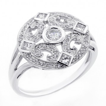 0.59 CTS DIAMOND COCKTAIL RING SET IN 14K WHITE GOLD