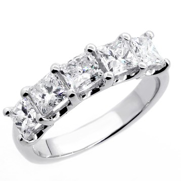 2.09 Princess Cut Diamond Wedding Band set in 14K white gold