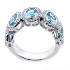 0.57CTS DIAMOND RING WITH OVAL BLUE GEM STONES OF 4.20 CTS SET IN 14K WHITE GOLD