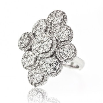 Multi Section Flower Cluster Diamond Ring