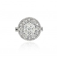 Invisible Set Flower Cluster Diamond Ring
