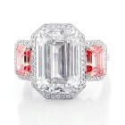 13.13ctw Emerald Cut Diamond Halo PLATINUM Ring