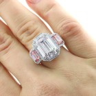 13.13ctw Emerald Cut Diamond Halo PLATINUM Ring