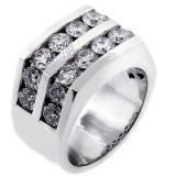  5 Cts Two Row Mens Diamond Ring 