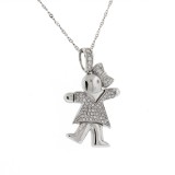 0.30 Cts. 14K White Gold Diamond Girl Pendant