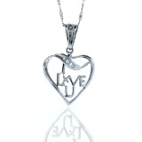 0.06 Cts. I Love You Diamond Heart Pendant