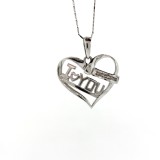 0.06 Cts. I Love You Diamond Heart Pendant