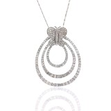 1.37Cts Diamond Butterfly Triple Oval Link Pendant 