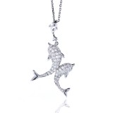 0.87Ct  Double Dolphin Diamond Pendant