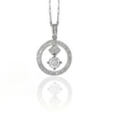 0.78Cts Diamond Circle Pendant with a Solitaire Drop