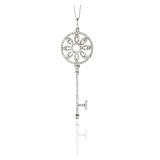 0.77Cts Diamond Flower Top Key Pendant