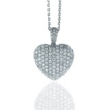 2.45Cts Puffed Diamond Heart Pendant
