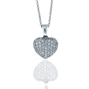 0.86 Cts. Puffed Diamond Heart Pendant