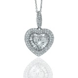 1.50 Cts. Round, Princess and Baguette Diamond Heart Shaped Pendant