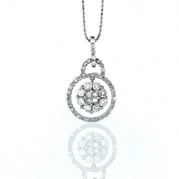 1.14Cts Circle With Flower Drop Diamond Pendant
