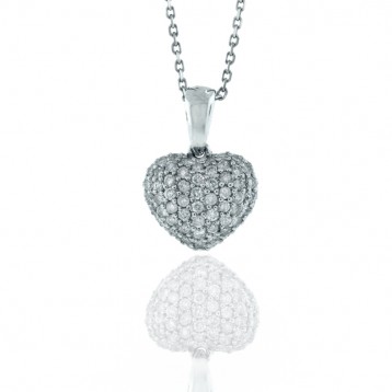 0.78 Cts. Puffed Diamond Heart Pendant