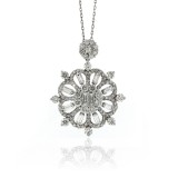 2.26 Cts. 18K White Gold Diamond Drop Flower Pendant