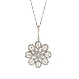 1.69 Cts. 18K White Gold Diamond Flower Pendant