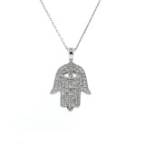 0.65 Cts. Pave Diamond Hamsa 14Kt White Gold