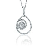 1.06 Cts. 14K White Gold Diamond Teardrop Pendant