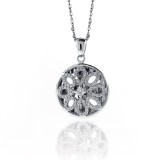 0.45 Cts. 14K White Gold Diamond Flower Pendant