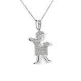 0.30 Cts. 14K White Gold Diamond Boy Pendant