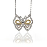 0.35 Ct Tri-color Gold Diamond Butterfly pendant