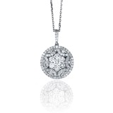 1.32 Cts. 18K White Gold Center Flower Diamond Pendant