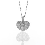 1.48 Cts Small Puffed Diamond Heart Pendant
