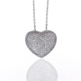 2.11 Cts Pave Puffed Diamond Heart Pendant