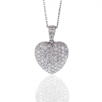 2.28 Cts Slightly Puffed Diamond Heart Pendant
