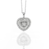 1.19 Cts. Round and Baguette Diamond Heart Pendant