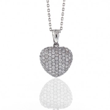 0.90 Cts. Puffed Diamond Heart Pendant