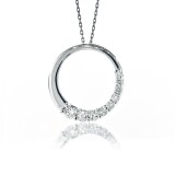 0.50 Cts. 14K White Gold Circle Of Love Half Way Diamond Pendant